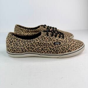 Vans Authentic Lo Pro Leopard Print T375 Canvas Sneakers Lace Up Shoes Size 8.5